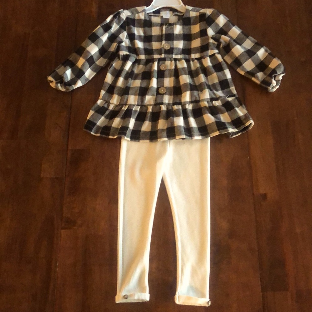 MudPie Black and White Plaid Tunic and Legging Set